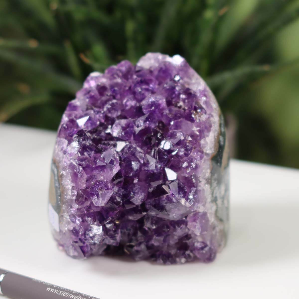 Intense purple Uruguay Amethyst mini geode with regular crystal formations, Unique Nr 23