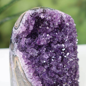 Intensely colored Uruguay amethyst mini geode, showcasing deep purple crystals, unique item NR 4.