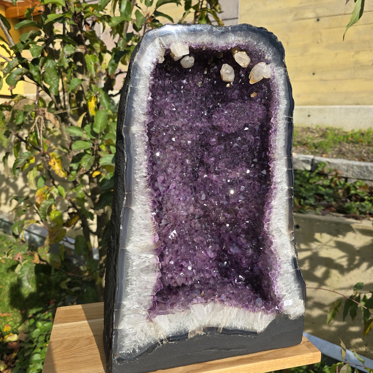 Amethyst Druse mit Calcit 