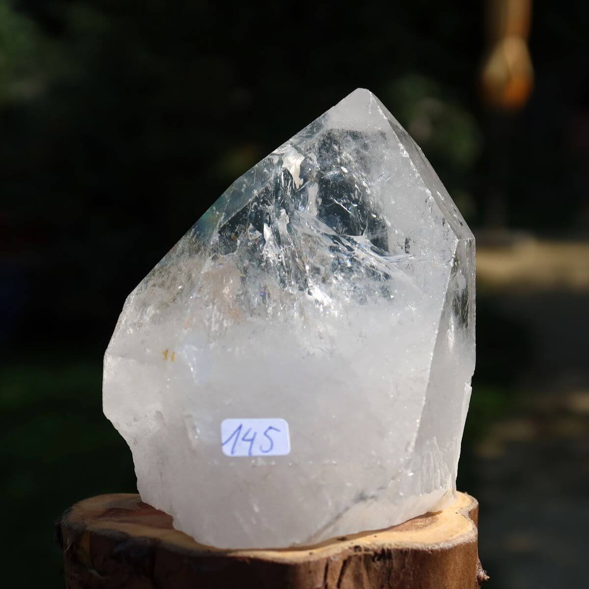 Bergkristall Quarz Spitze Unikat Nr. 145, geschliffen mit Funkeln, 9x7 cm, ideal für Meditation und Klarheit, aus Brasilien.