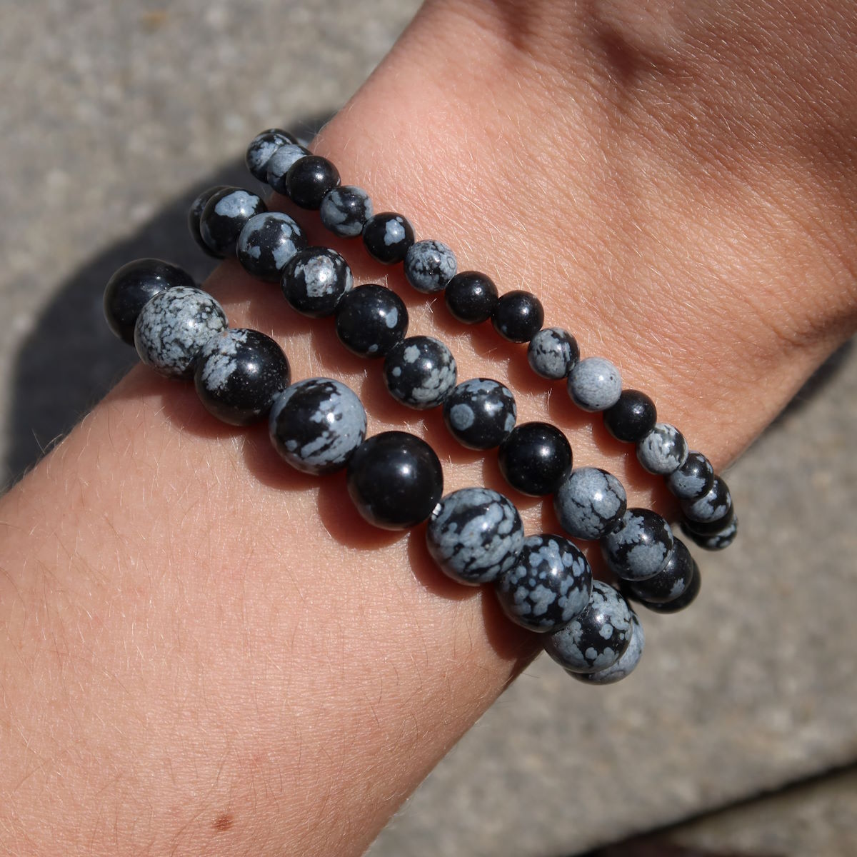 Schneeflocken Obsidian als Armband 